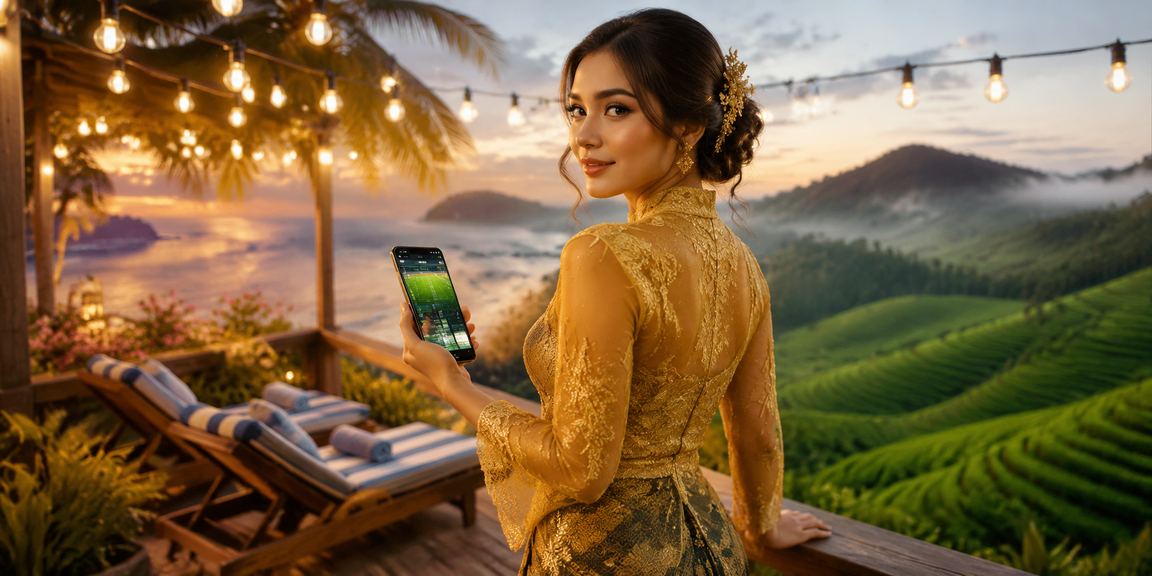 Pengguna Malaysia bermain kasino mudah alih dengan pakaian kebaya