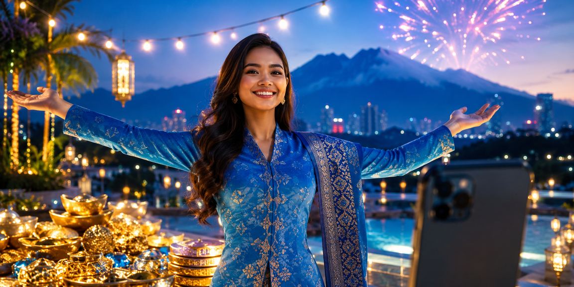 Pengguna kasino mudah alih Sabah berbaju kurung menggunakan platform dg14 dengan mudah