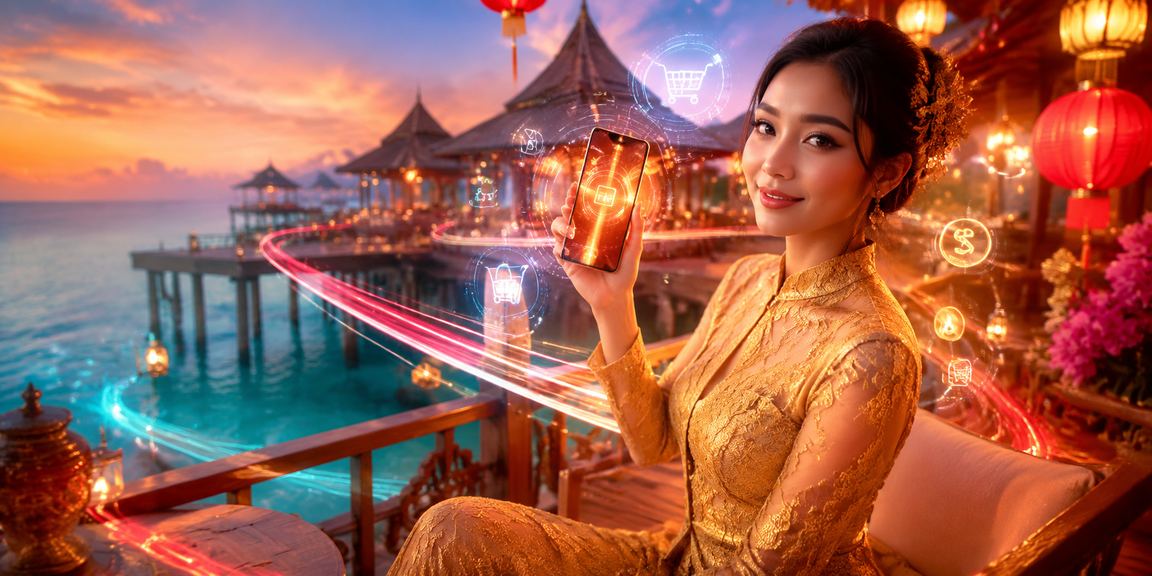 Pengguna kasino mudah alih Sabah berbaju kebaya menggunakan platform dg14